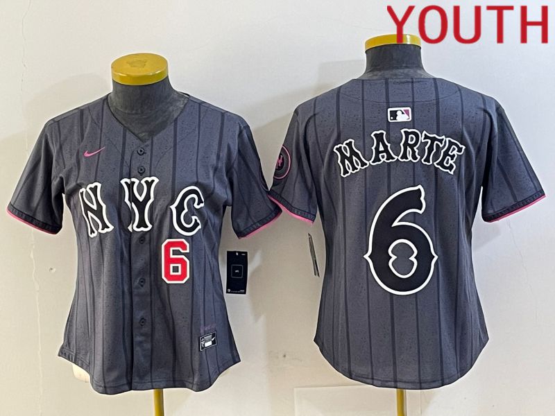 Youth New York Mets 6 Marte Black City Edition 2024 Nike MLB Jersey style 2